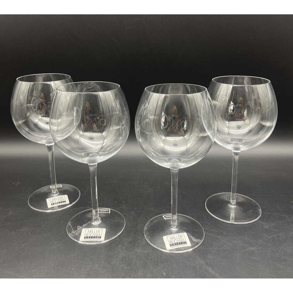 VTG MILLER ROGASKA Crystal Hand Blown Wine Water Goblets 14 oz Set of 4 MINT NEW